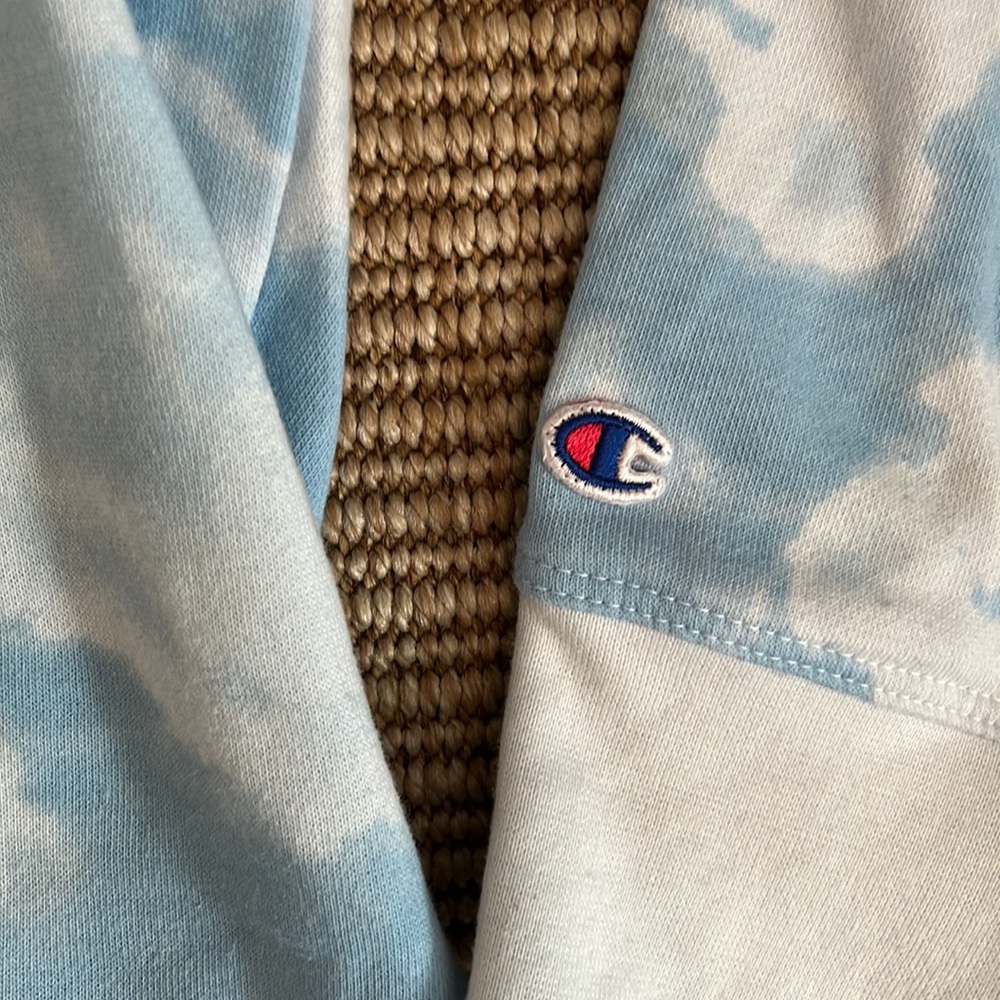 Champion Women’s Light Blue Cropped Sweatshirt - Picture 3 of 5